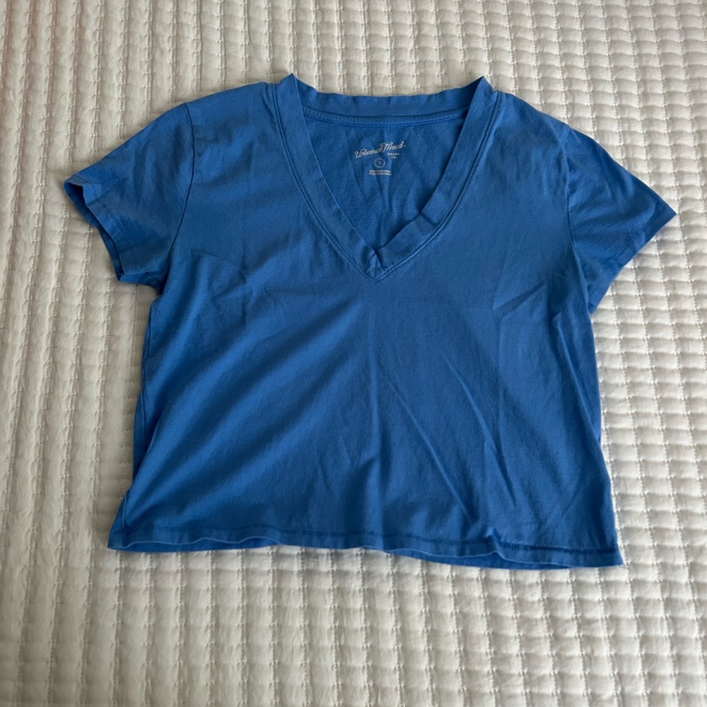 Women's Blue V-Neck Top